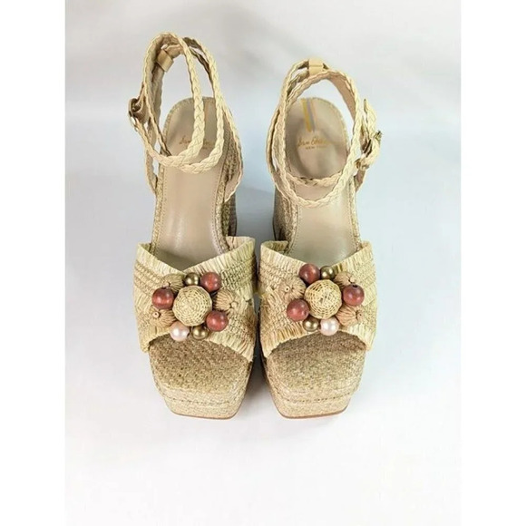 Sam Edelman Women's Tate Woven Raffia Ankle-Strap Platform Size 9 (MSRP $170) - Picture 4 of 10